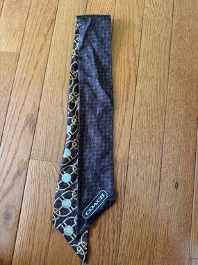 COACH Brown and gold signature hair scarf